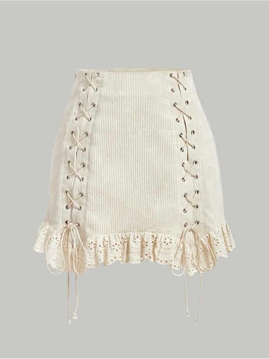 SHEIN Dresses & Skirts - SHEIN MOD Lace-Up Ruffled Hem Skirt Size Large